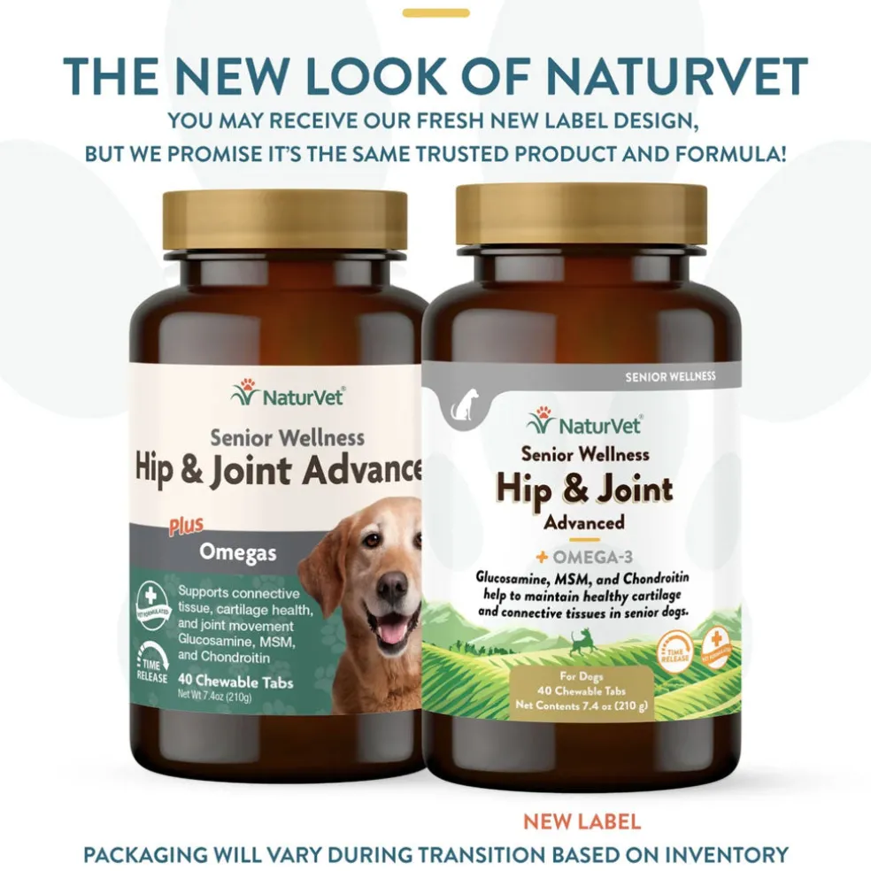 NaturVet Senior Wellness Hip & Joint Chewable Tablets Advanced Plus Omega-3 for Dogs, 40 count
