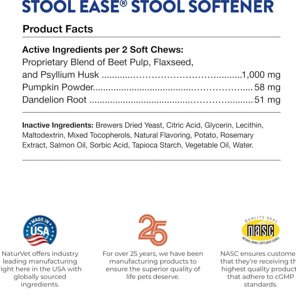 NaturVet Stool Ease Soft Chews Stool Softener with Pumpkin for Dogs, 40 count