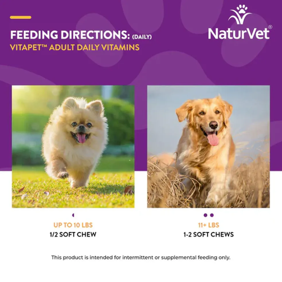 NaturVet VitaPet Adult Daily Vitamins Plus Breath Aid Soft Chews for Dogs, 60 count