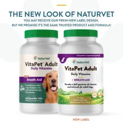 NaturVet VitaPet Adult Plus Breath Aid Chewable Tablets Multivitamin for Dogs