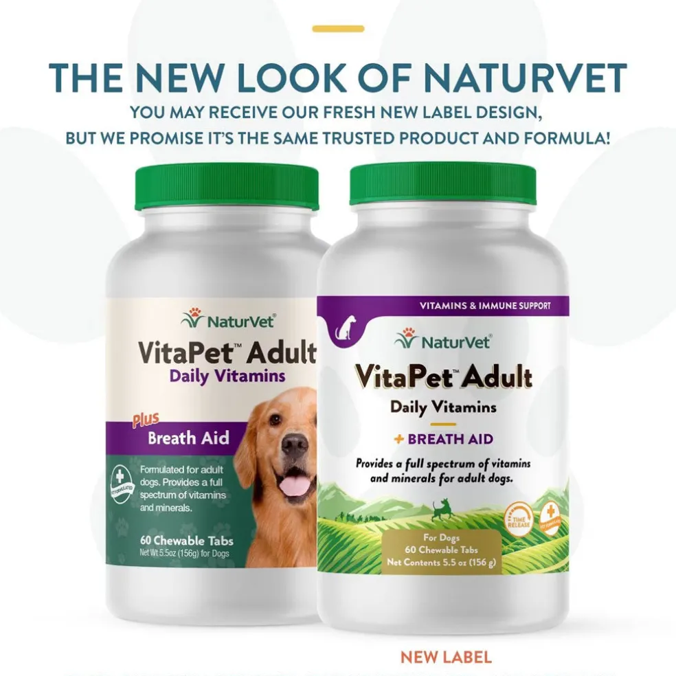 NaturVet VitaPet Adult Plus Breath Aid Chewable Tablets Multivitamin for Dogs