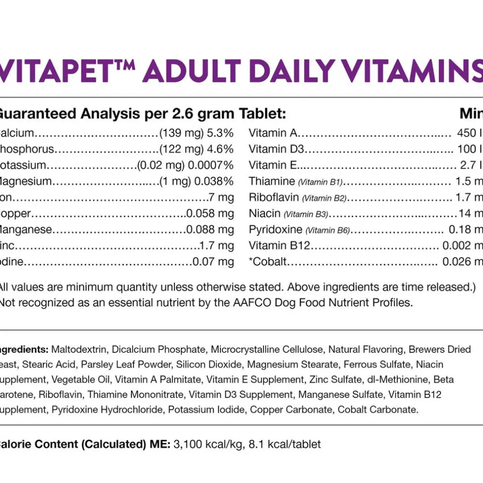 NaturVet VitaPet Adult Plus Breath Aid Chewable Tablets Multivitamin for Dogs