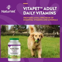 NaturVet VitaPet Adult Plus Breath Aid Chewable Tablets Multivitamin for Dogs