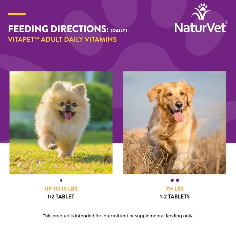 NaturVet VitaPet Adult Plus Breath Aid Chewable Tablets Multivitamin for Dogs