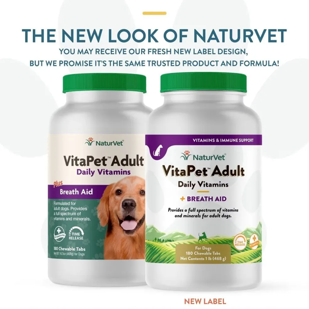 NaturVet VitaPet Adult Plus Breath Aid Chewable Tablets Multivitamin for Dogs
