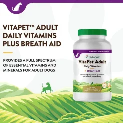 NaturVet VitaPet Adult Plus Breath Aid Chewable Tablets Multivitamin for Dogs