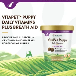 NaturVet VitaPet Puppy Daily Vitamins Plus Breath Aid Soft Chews for Puppies, 70 count