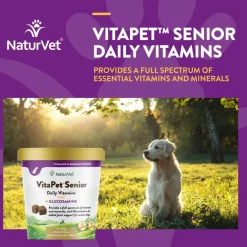 NaturVet VitaPet Senior Daily Vitamins Plus Glucosamine Dog Supplement, 60 count
