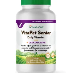 NaturVet VitaPet Senior Daily Vitamins Plus Glucosamine Dog Supplement, 60 count
