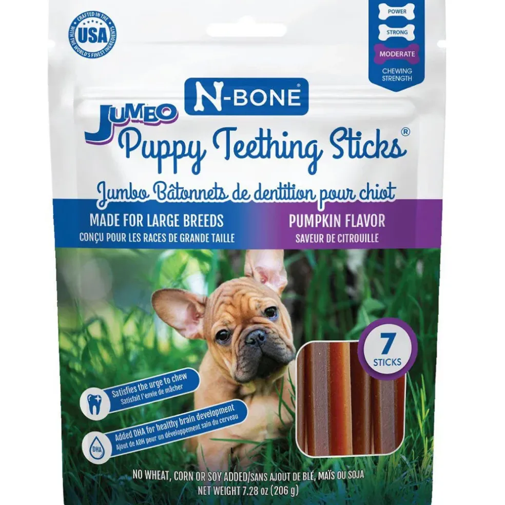 N-Bone Jumbo Puppy Teething Sticks Pumpkin Flavor Dog Treats, 7 count