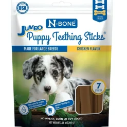 N-Bone Puppy Jumbo Teething Sticks for Large Breed Puppies, Chicken Flavor, 7 count