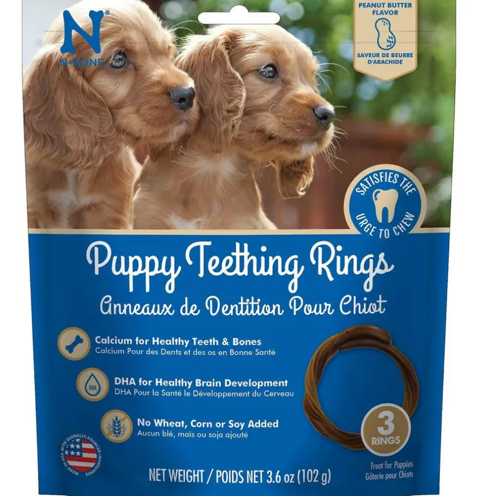N-Bone Puppy Teething Rings, Peanut Butter Flavor, 3 count