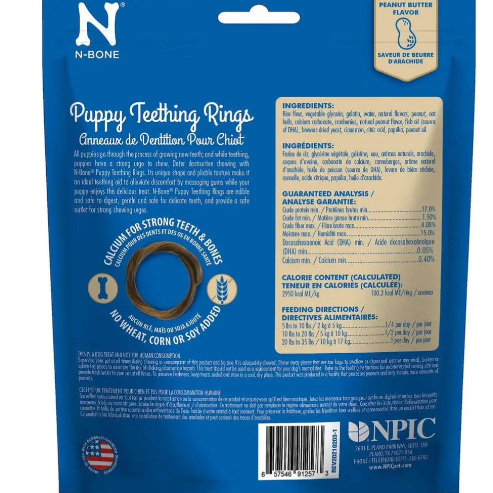 N-Bone Puppy Teething Rings, Peanut Butter Flavor, 3 count