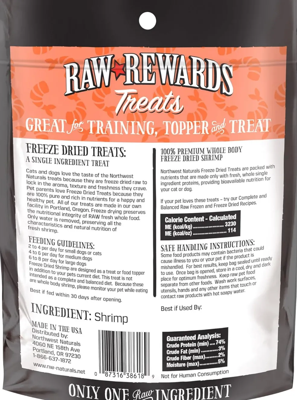 Northwest Naturals Freeze-Dried Shrimp Treats for Dogs & Cats (1 oz)