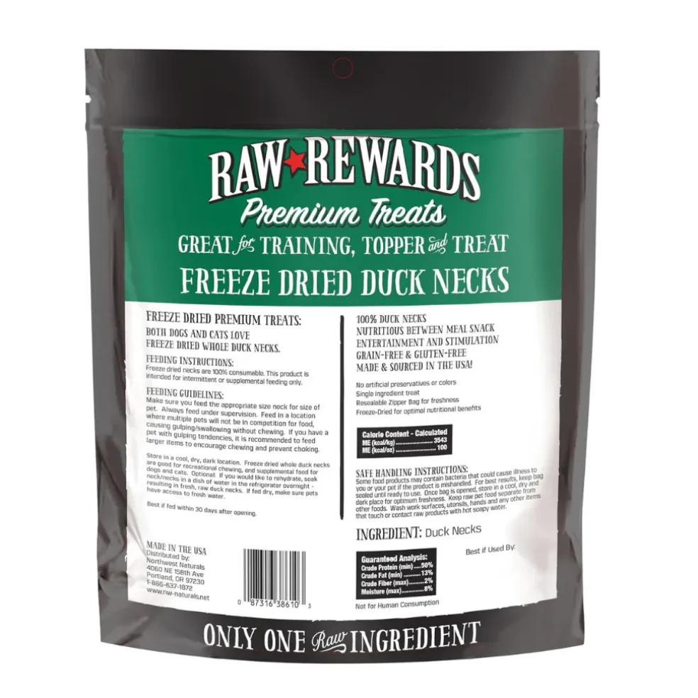 Northwest Naturals Freeze-Dried Duck Necks Treats for Dogs & Cats (5 oz)