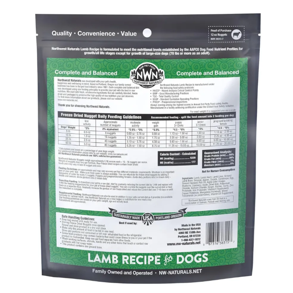 Northwest Naturals Freeze-Dried Nuggets Lamb Recipe Raw Diets for Dogs