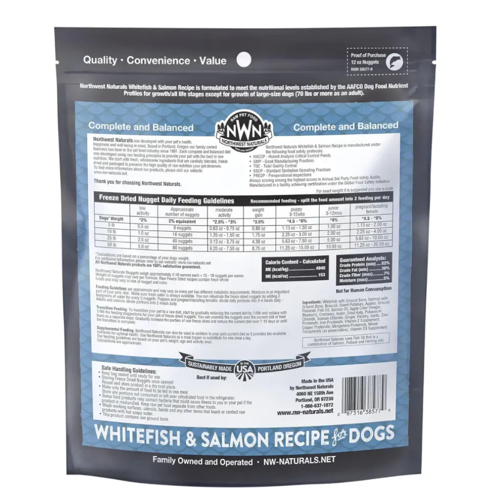 Northwest Naturals Freeze-Dried Nuggets Whitefish & Salmon Recipe Raw Diets for Dogs