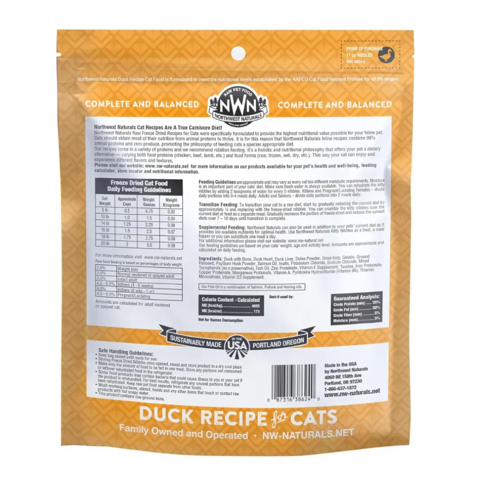 Northwest Naturals Freeze-Dried Duck Recipe Raw Diets for Cats (11 oz)