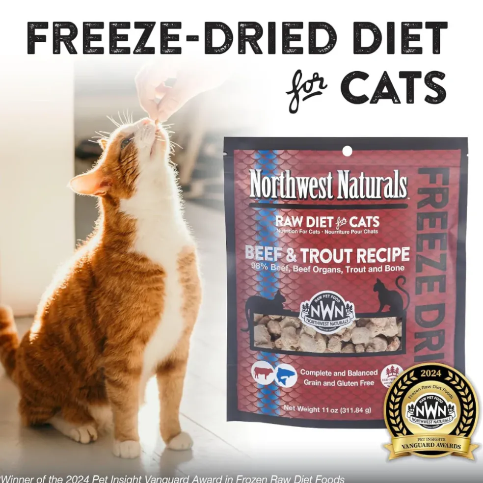 Northwest Naturals Freeze-Dried Beef & Trout Recipe Raw Diets for Cats (11 oz)