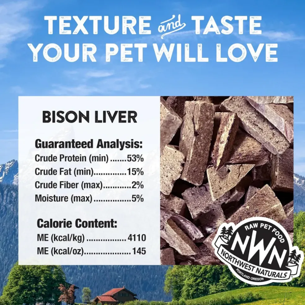 Northwest Naturals Freeze-Dried Bison Liver Treats for Dogs & Cats (3 oz)