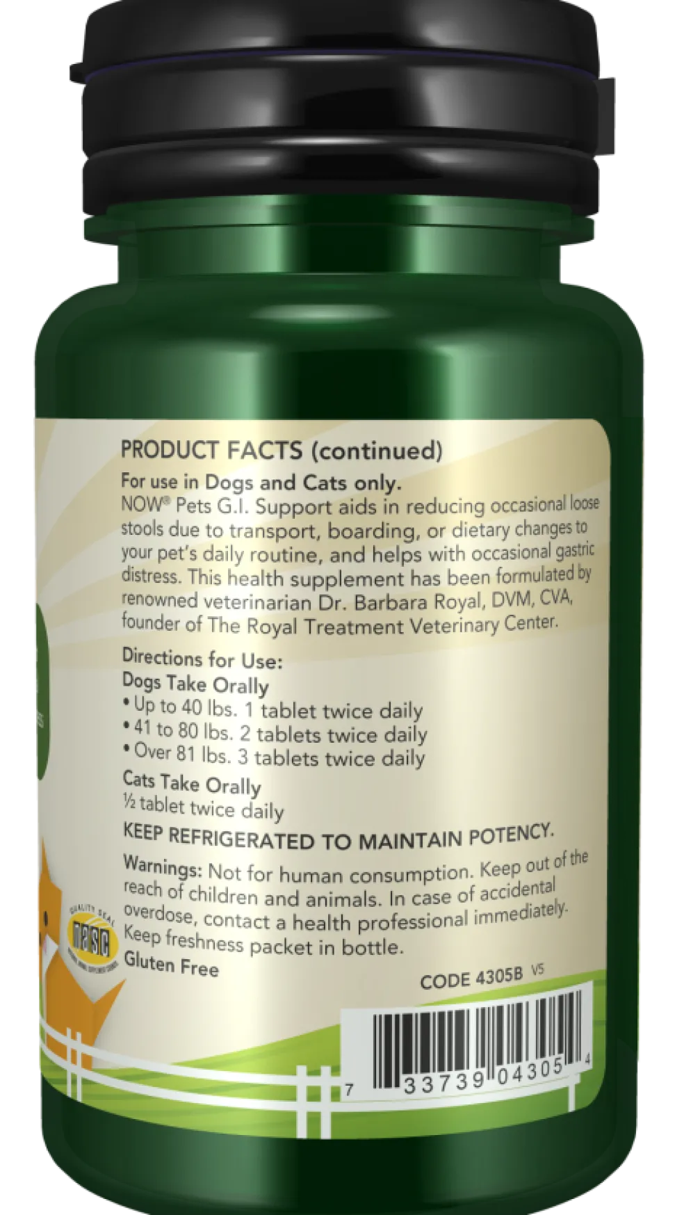 NOW Pets GI Support Dog & Cat Supplement, 90 ct