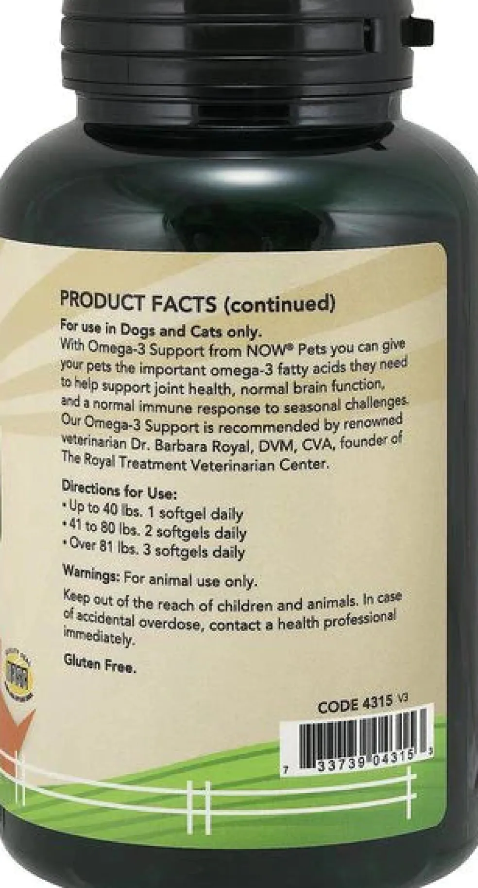 NOW Pets Omega-3 Support For Dog & Cat, 180 ct
