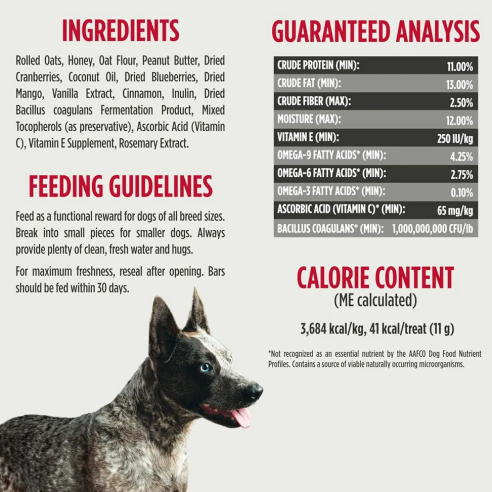 Nulo Functional Granola Bar Immunity Daily Defense Dog Treats Blueberry & Mango, 10-oz