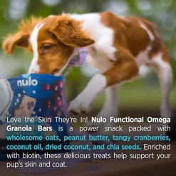 Nulo Functional Granola Bar Omega Skin & Coat Dog Treats Coconut & Cranberry, 10-oz