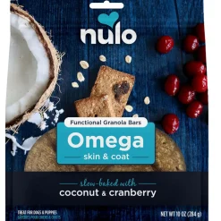 Nulo Functional Granola Bar Omega Skin & Coat Dog Treats Coconut & Cranberry, 10-oz