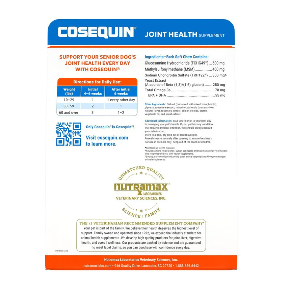 Nutramax Cosequin Senior Joint Health Supplement for Senior Dogs - With Glucosamine, Chondroitin, Omega-3 for Skin and Coat Health and Beta Glucans for Immune Support