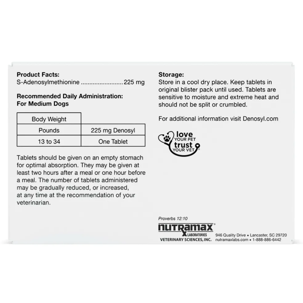 Nutramax Denosyl Liver and Brain Health Supplement for Medium Dogs, With S-Adenosylmethionine (SAMe)