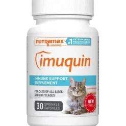 Nutramax Imuquin Immune Health Supplement for Cats, 30 Sprinkle Capsules