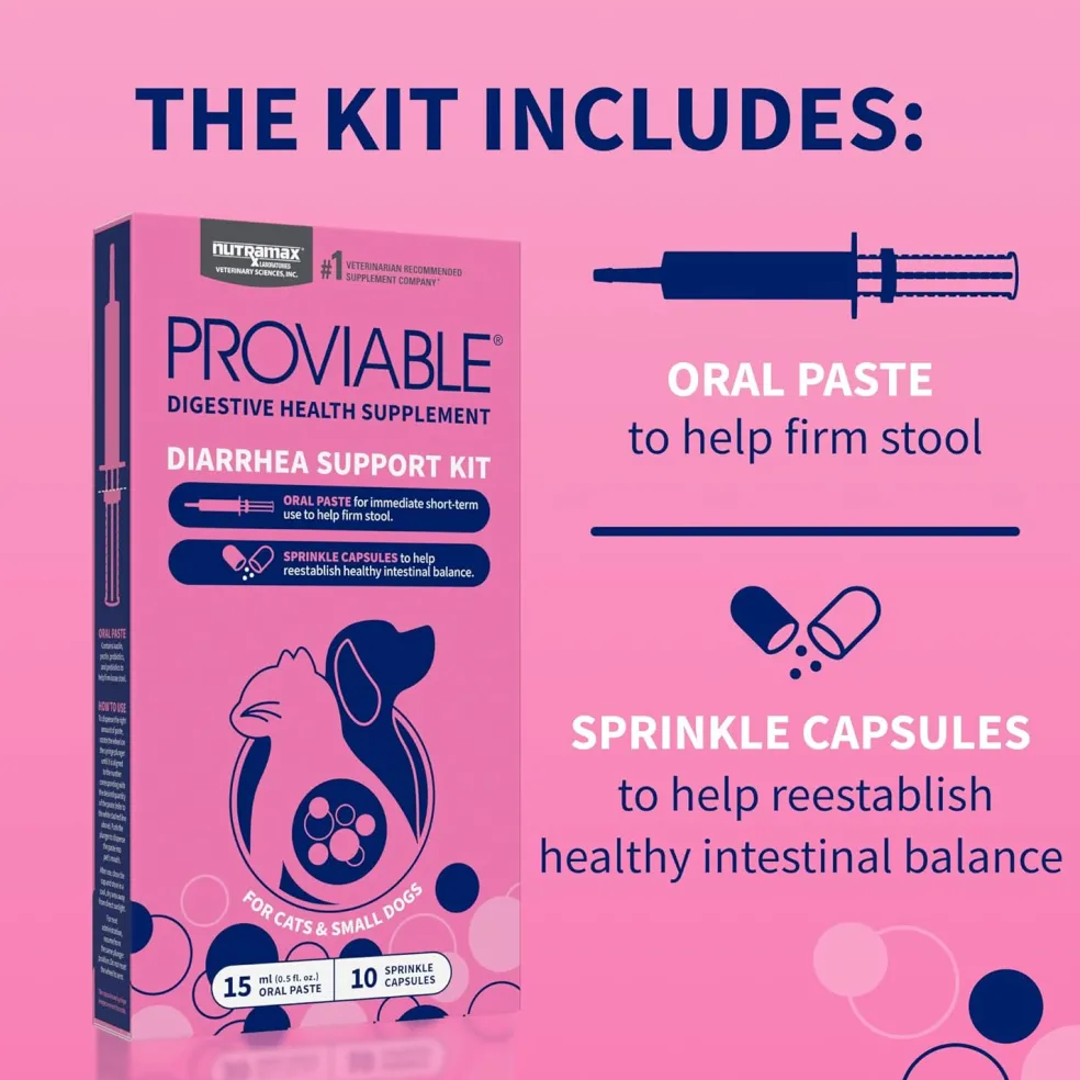 Nutramax Proviable Digestive Health Supplement Kit for Cats And Dogs