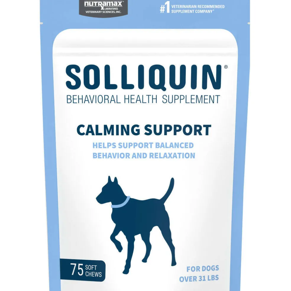 Nutramax Solliquin Calming Behavioral Health Supplement for Large Dogs – 75 Soft Chews