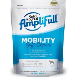 NutriSource AmpliFull Mobility Soft Chews Dogs Supplement, Turkey Flavor, 70-count