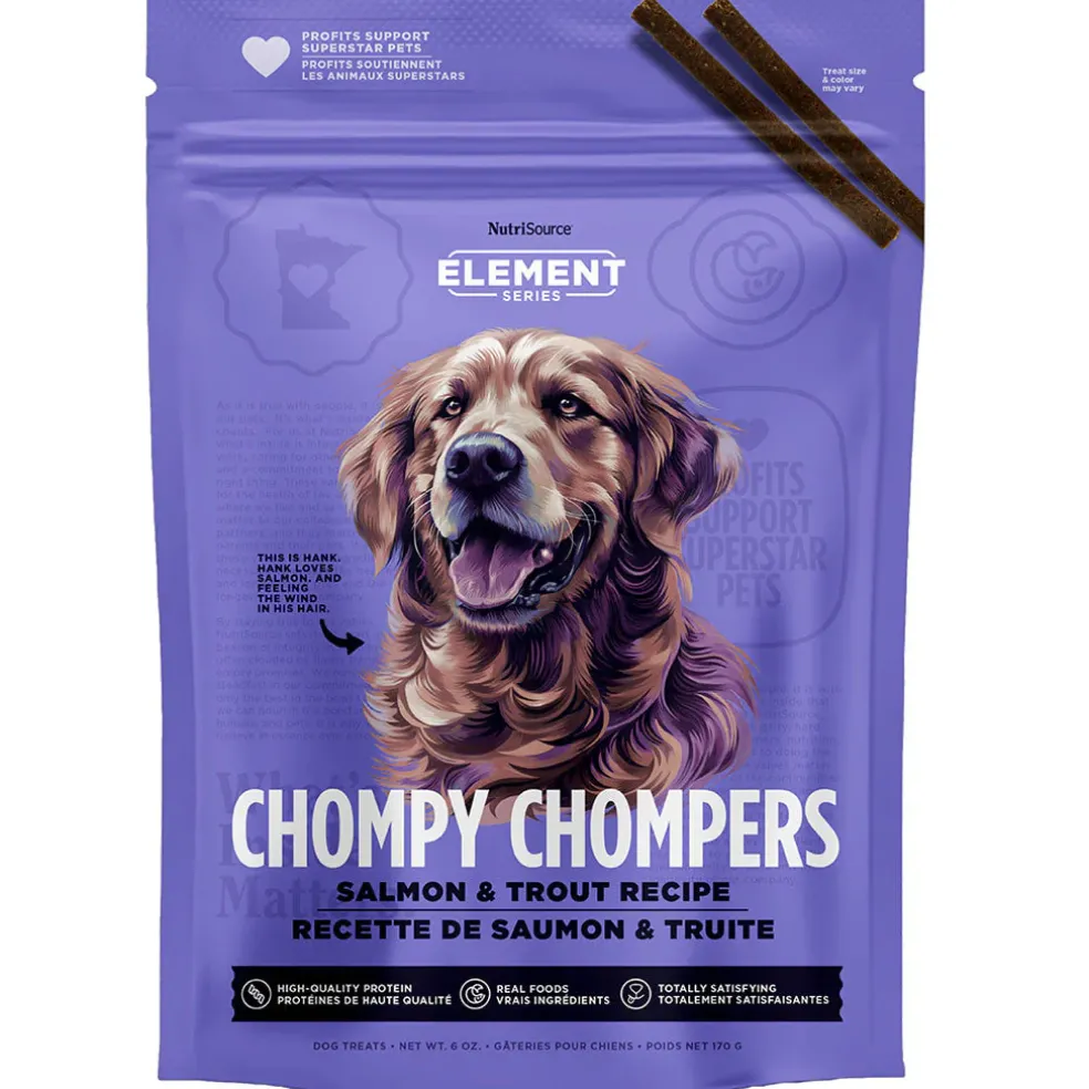 NutriSource Element Series Chompy Chompers Salmon & Trout Recipe Dog Treats, 6-oz