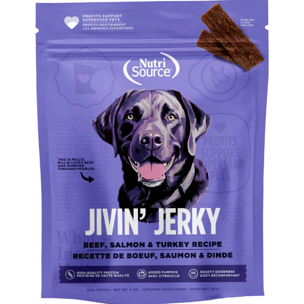 NutriSource Jivin' Jerky Beef Salmon & Turkey Jerky Dog Treats (4 oz)