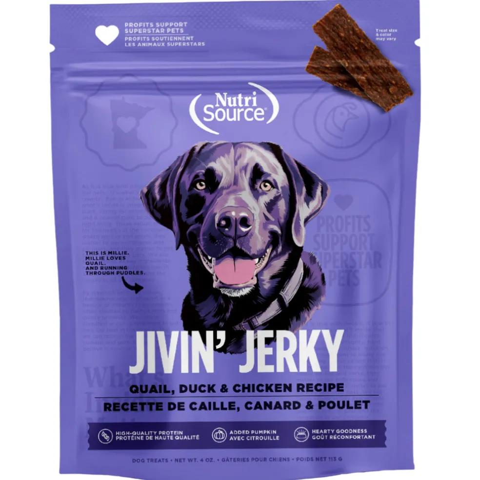 NutriSource Jivin' Jerky Quail Duck & Chicken Dog Jerky Treats (4 oz)