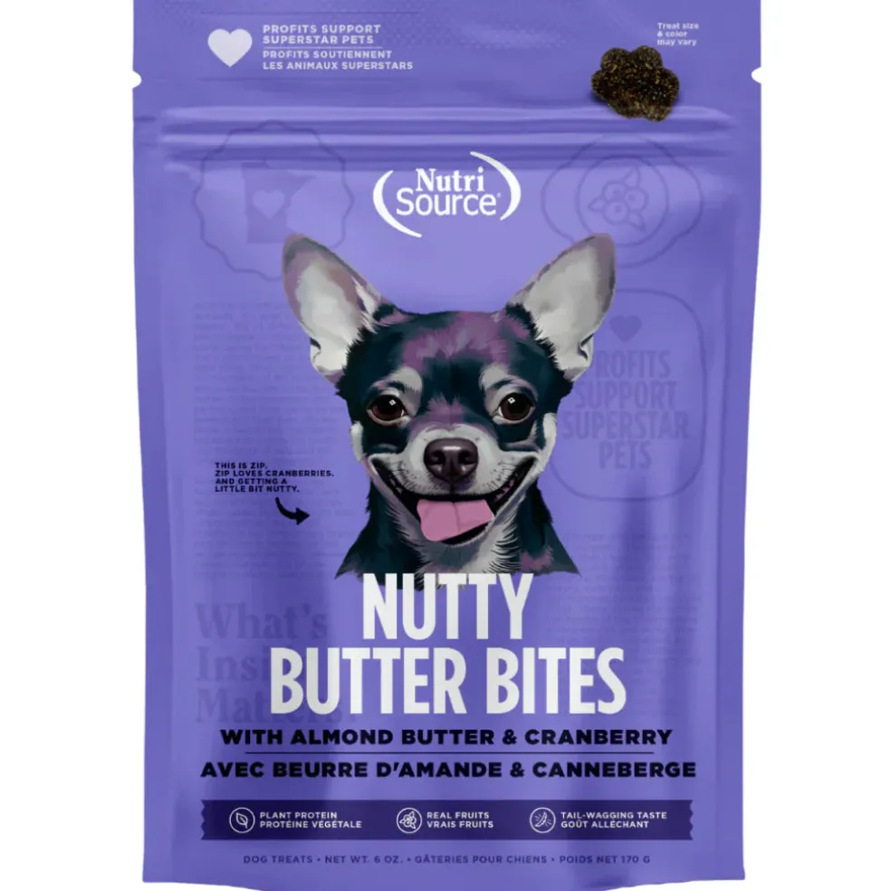 NutriSource Nutty Butter Bites with Almond Butter & Cranberry Soft & Chewy Dogs Treats (6 oz)
