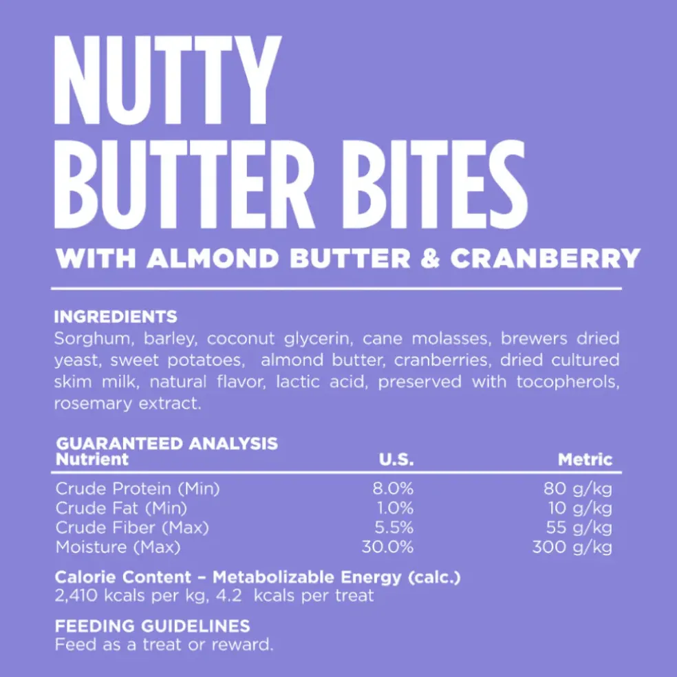 NutriSource Nutty Butter Bites with Almond Butter & Cranberry Soft & Chewy Dogs Treats (6 oz)