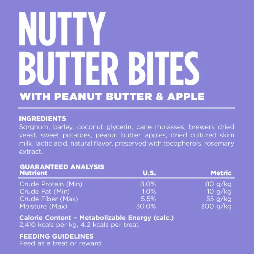 NutriSource Nutty Butter Bites with Peanut Butter & Apple Soft & Chewy Dogs Treats (6 oz)