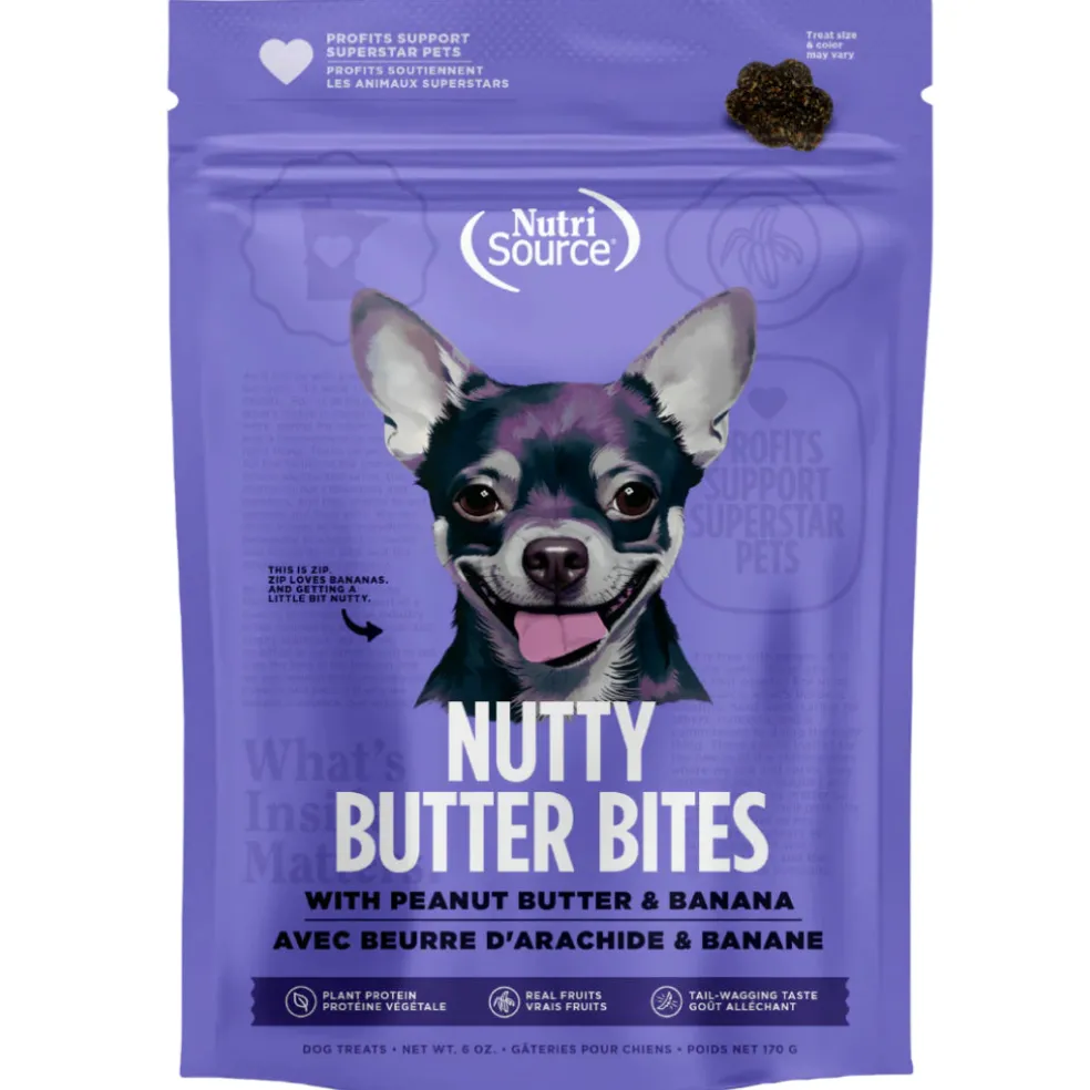 NutriSource Nutty Butter Bites with Peanut Butter & Banana Soft & Chewy Dogs Treats (6 oz)