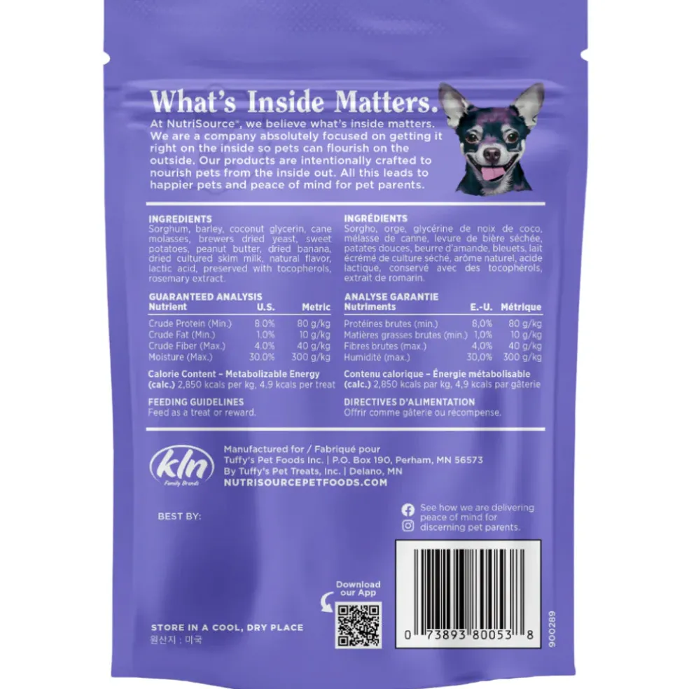 NutriSource Nutty Butter Bites with Peanut Butter & Banana Soft & Chewy Dogs Treats (6 oz)