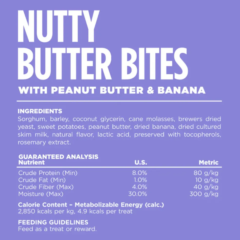 NutriSource Nutty Butter Bites with Peanut Butter & Banana Soft & Chewy Dogs Treats (6 oz)