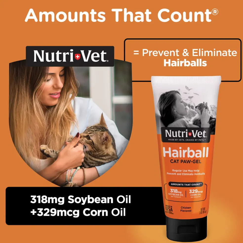 Nutri-Vet Hairball Cat Paw-Gel Chicken Flavor, 3-oz
