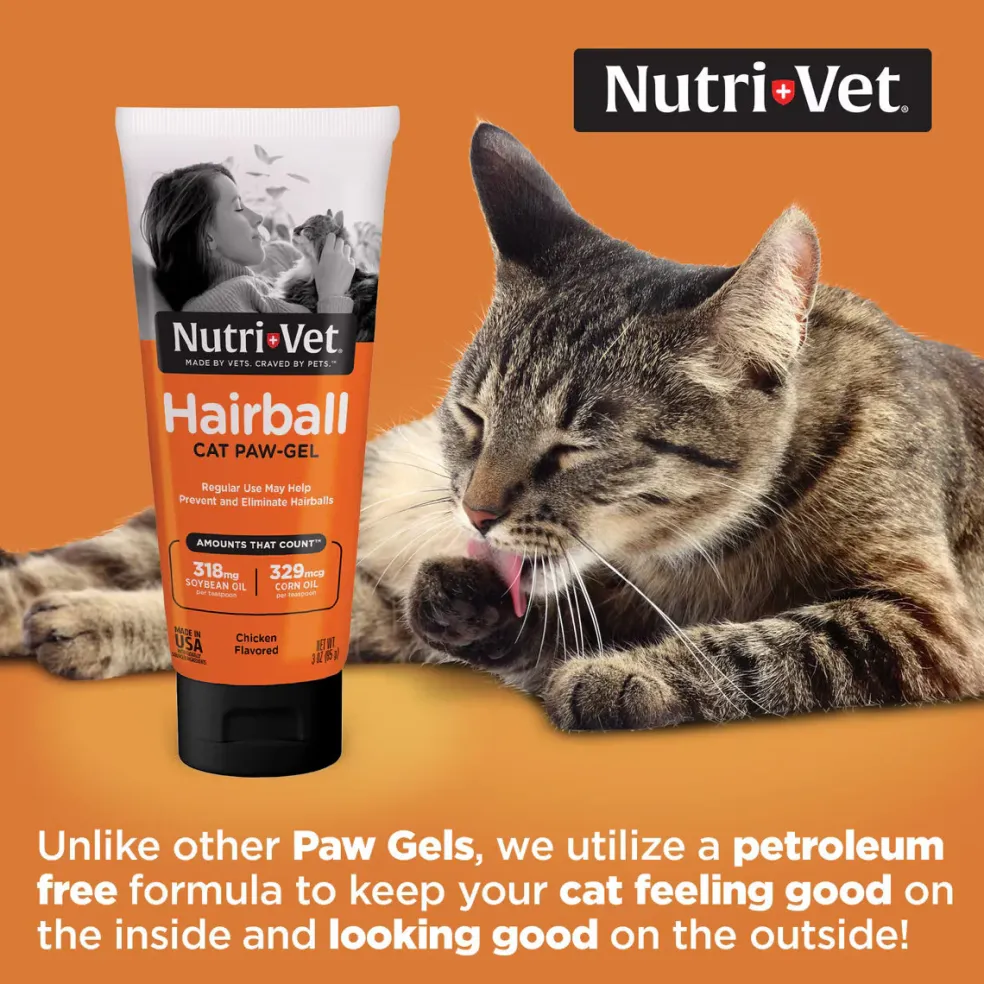 Nutri-Vet Hairball Cat Paw-Gel Chicken Flavor, 3-oz