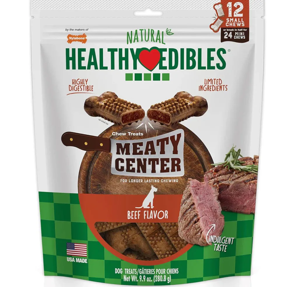 Nylabone Healthy Edibles Meaty Center Beef Flavor Natural Dog Treats