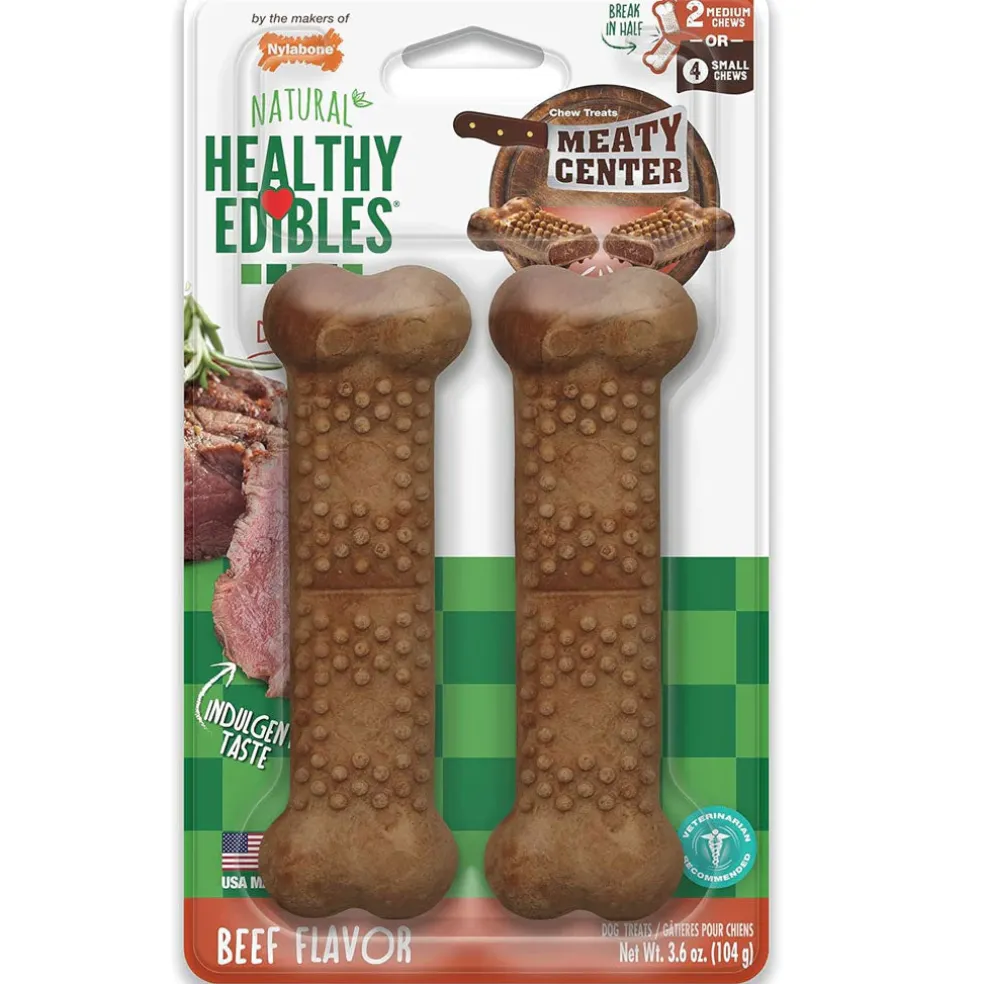 Nylabone Healthy Edibles Meaty Center Beef Flavor Natural Dog Treats