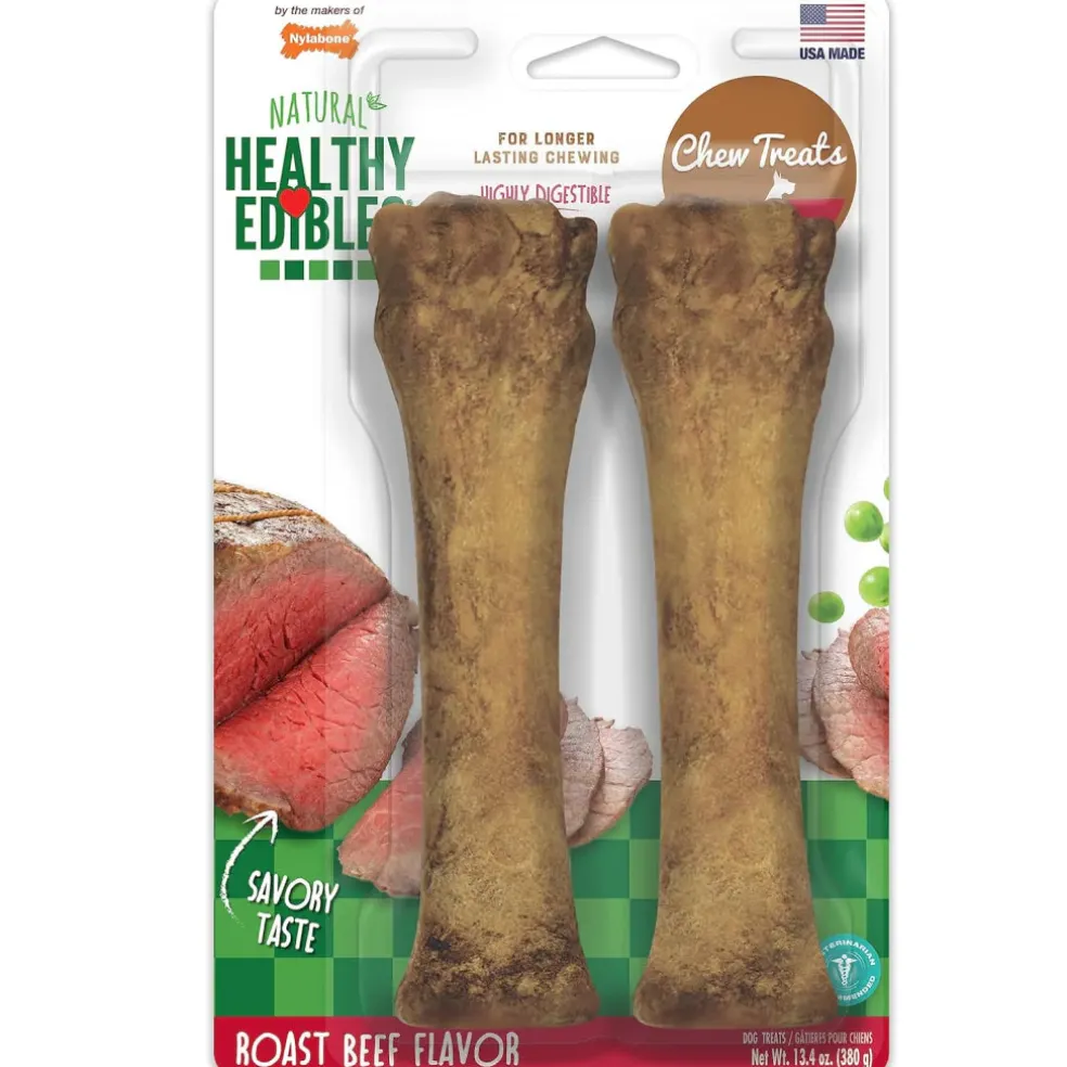 Nylabone Healthy Edibles Natural Long Lasting Roast Beef Flavor Dog Chew Treats