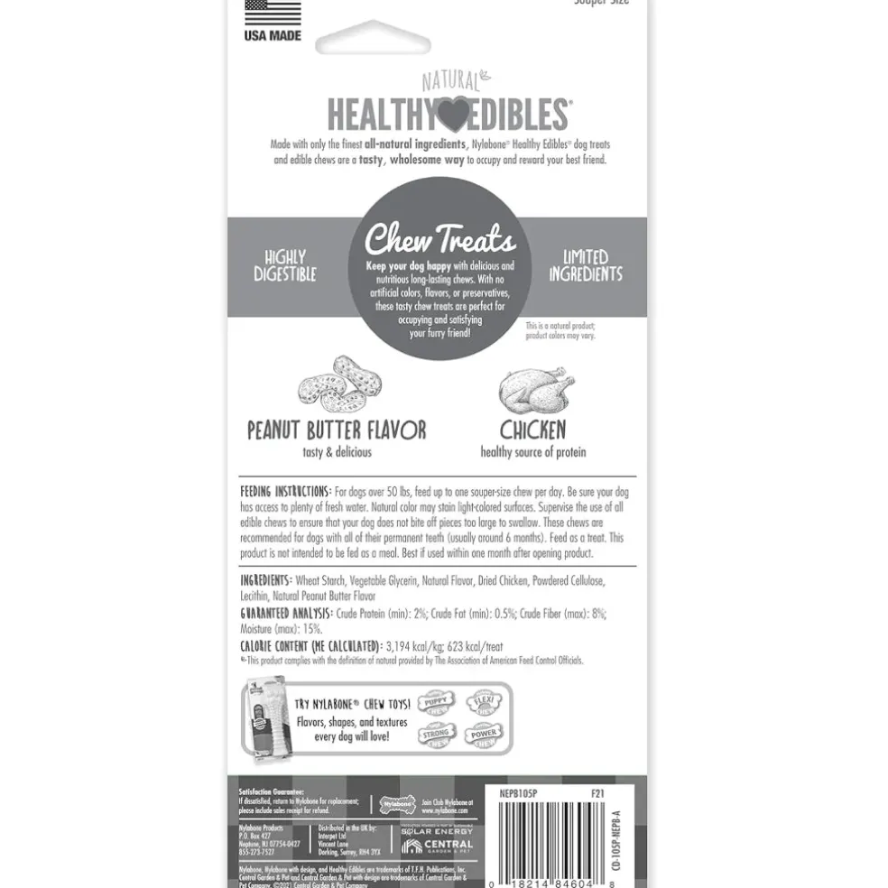 Nylabone Healthy Edibles Natural Long Lasting Peanut Butter Flavor Dog Treats - X-Large/Souper (1 ct)